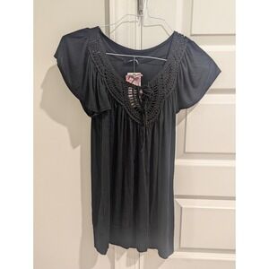 Soprano Baby Doll Lacey Crochet Top Whimsigoth Emo Witchy Punk Devilcore NWT